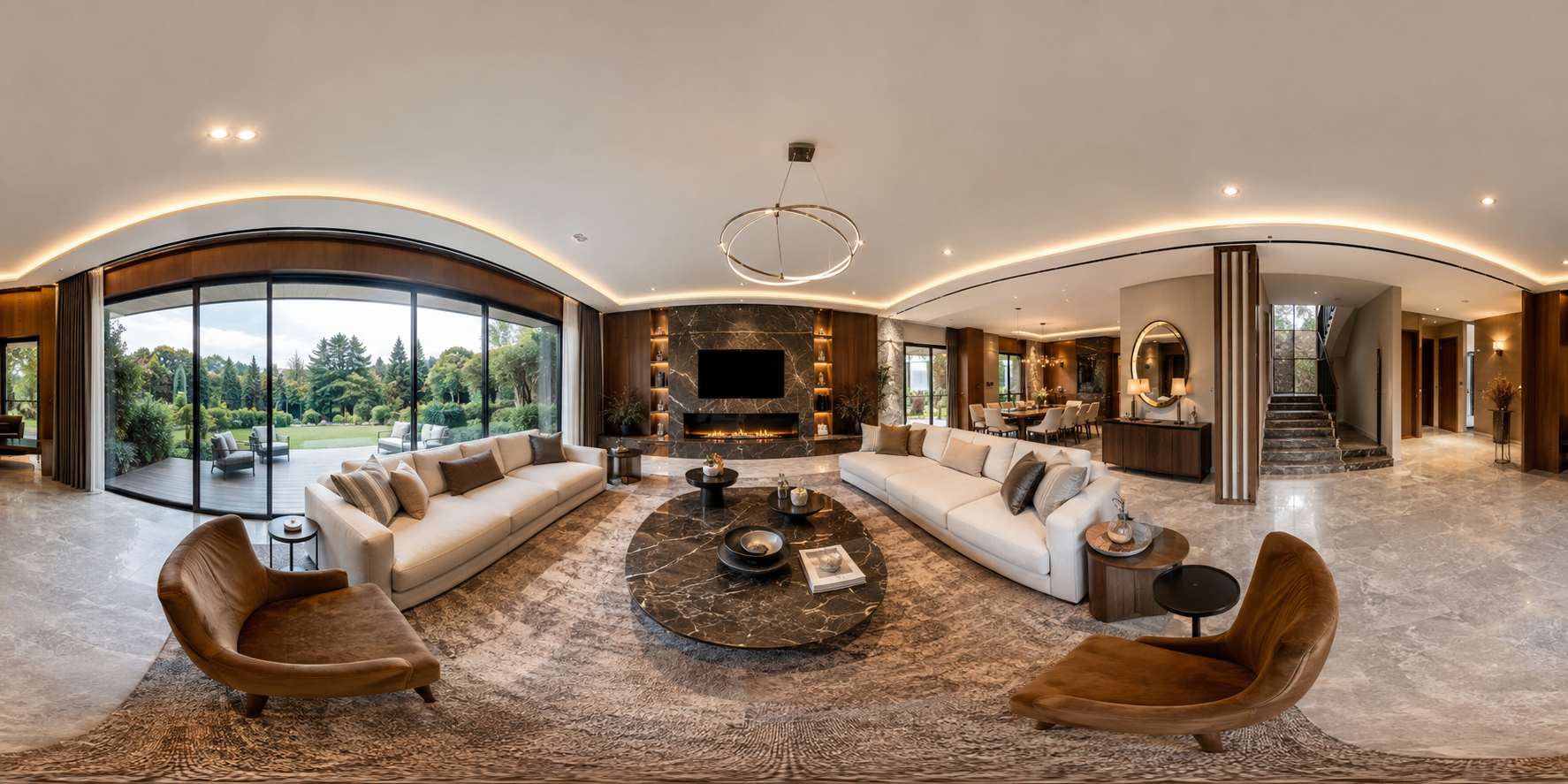 360 derece iç mekan panorama görünümü
